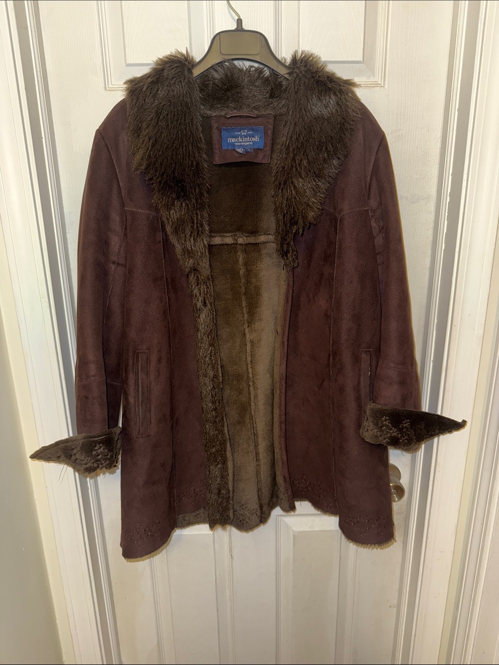 Brown Shearling Fur-Trim Coat/Jacket - Picture 1 of 7